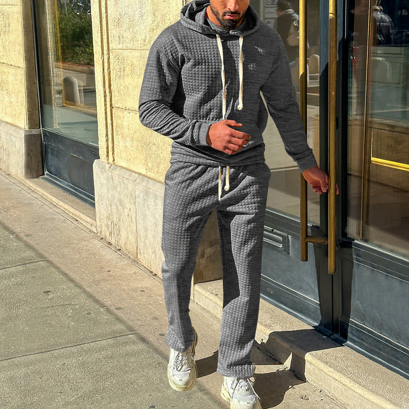 Hommes Ensemble de sports en polaire avec design structurel moderne et capuche pratique Chic und Stil
