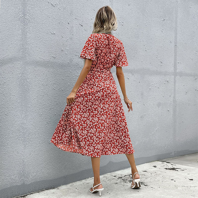 Robe portefeuille à imprimé floral pour femmes avec fente haute Chic und Stil