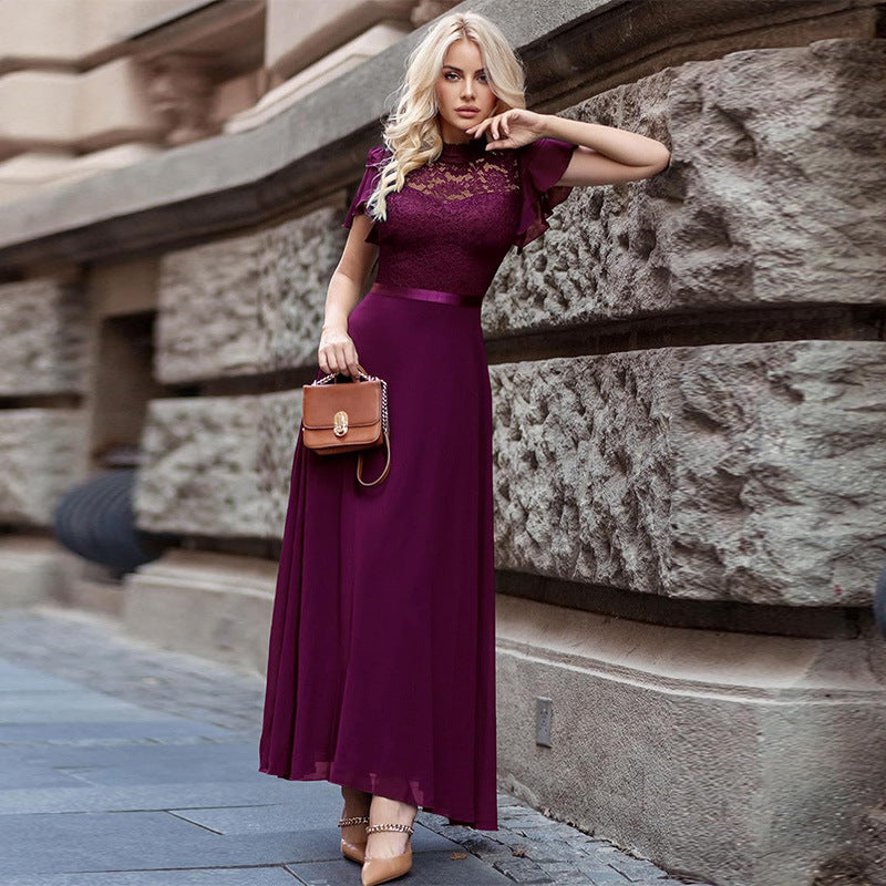 Robe maxi élégante à superposition en dentelle pour femmes Chic und Stil