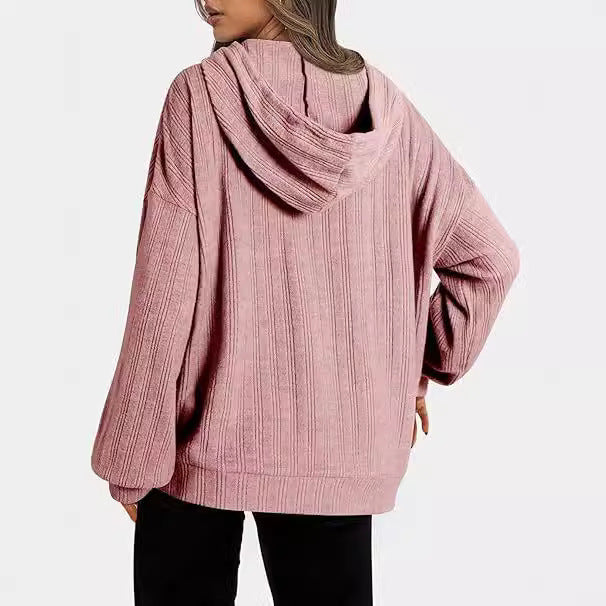 Dames Pull à Capuche Oversize avec Design Texturé Chic und Stil