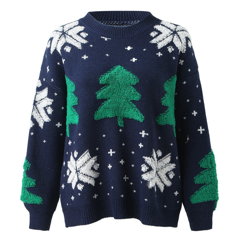 Pull en tricot pour femmes avec motif de Noël festif et design retravaillé Chic und Stil