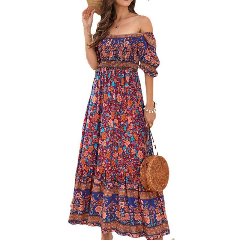 Robe maxi femme avec des manches bouffantes volumineuses et un motif floral Chic und Stil