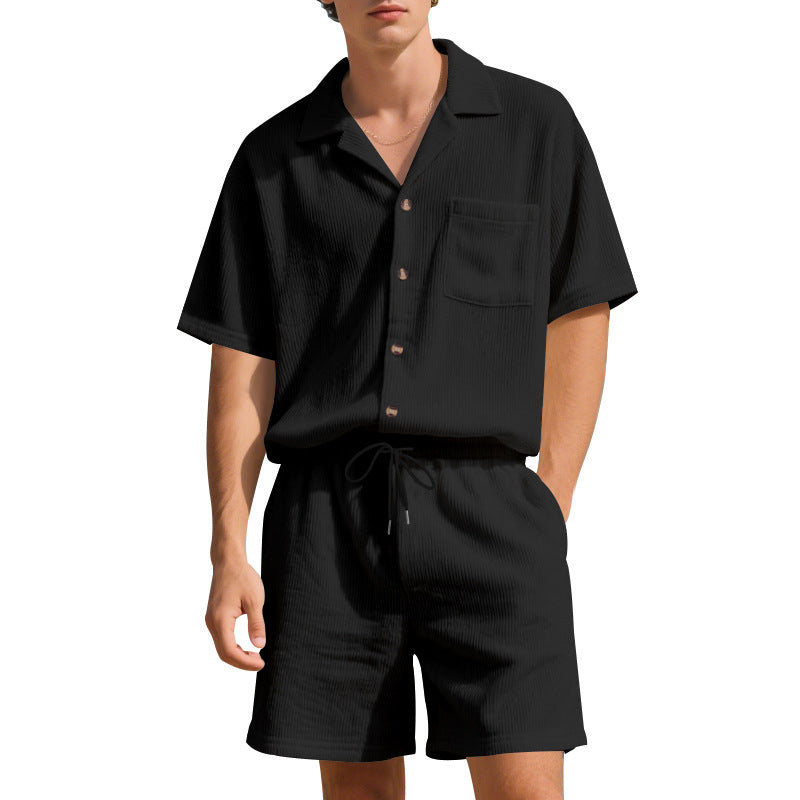 Casual men's set with cropped top and elastic shorts Chic and Style