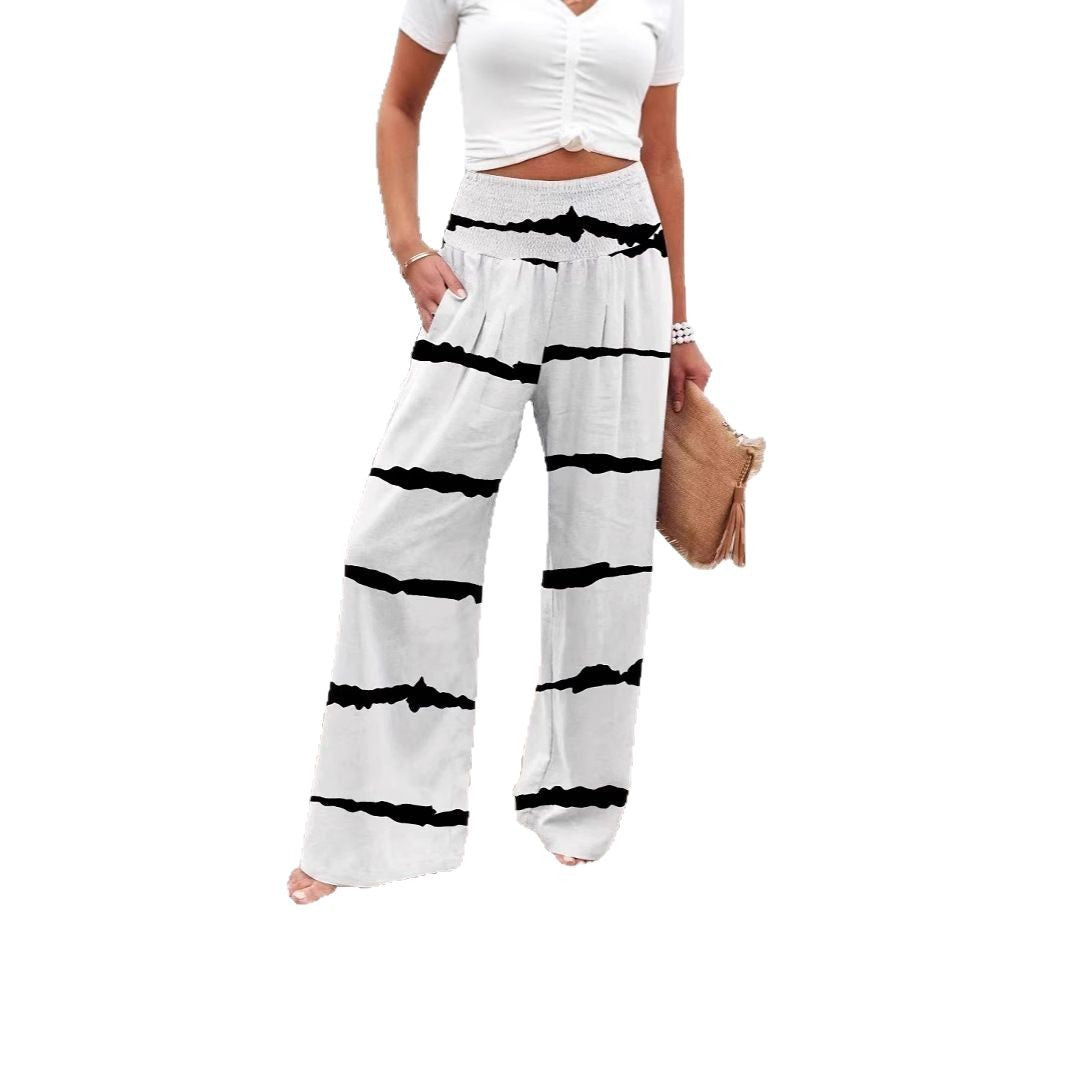 Trend palazzo pants for women with elastic waistband and decorative striped pattern Chic und Stil