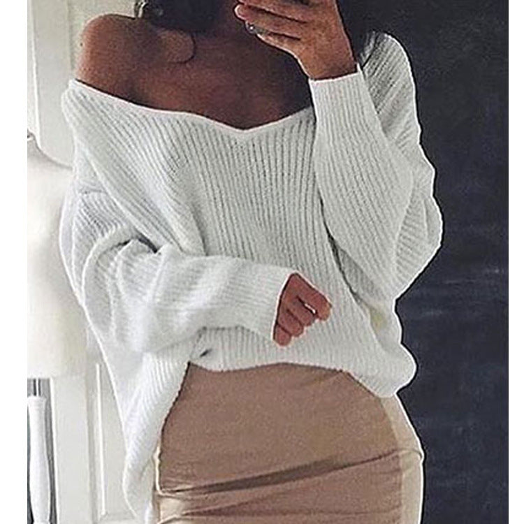 Pull en gros tricot pour femmes avec décolleté en V et coupe décontractée Chic und Stil