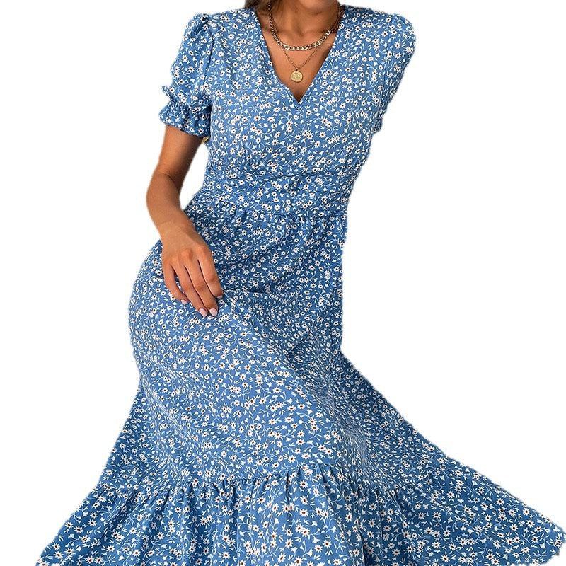 Robe portefeuille florale pour femmes avec volants Chic und Stil