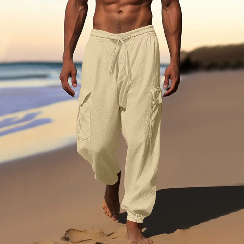 Pantalon cargo décontracté pour hommes avec taille élastique et poches latérales pratiques Chic und Stil