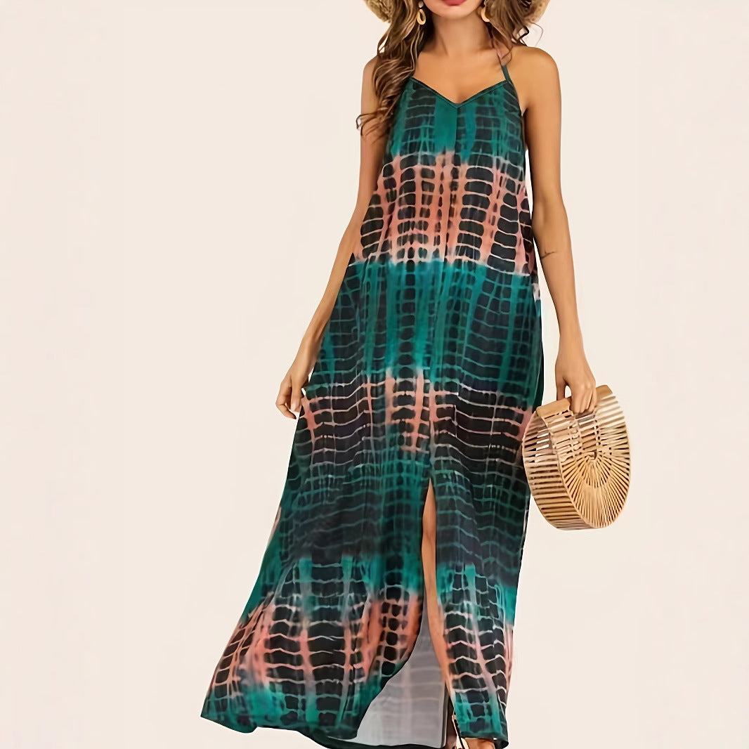 Robe maxi femme avec décolleté en V profond et fente latérale Chic und Stil