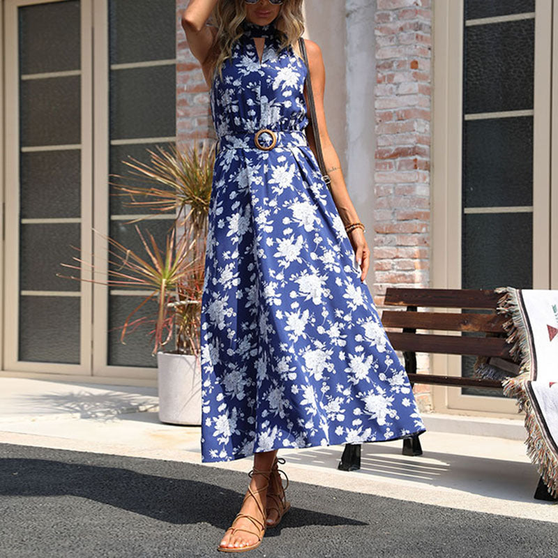 Robe maxi à imprimé floral pour femmes avec détail de fente haute Chic und Stil