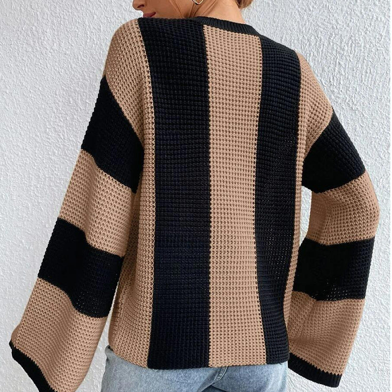 Pull en tricot pour femmes avec motif en nid d'abeille texturé et manches amples Chic und Stil