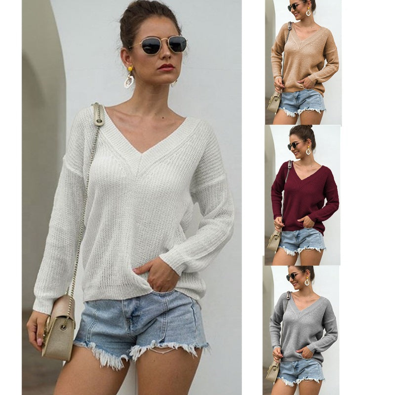 Pull en maille à col V pour femmes avec une structure aérienne Chic und Stil