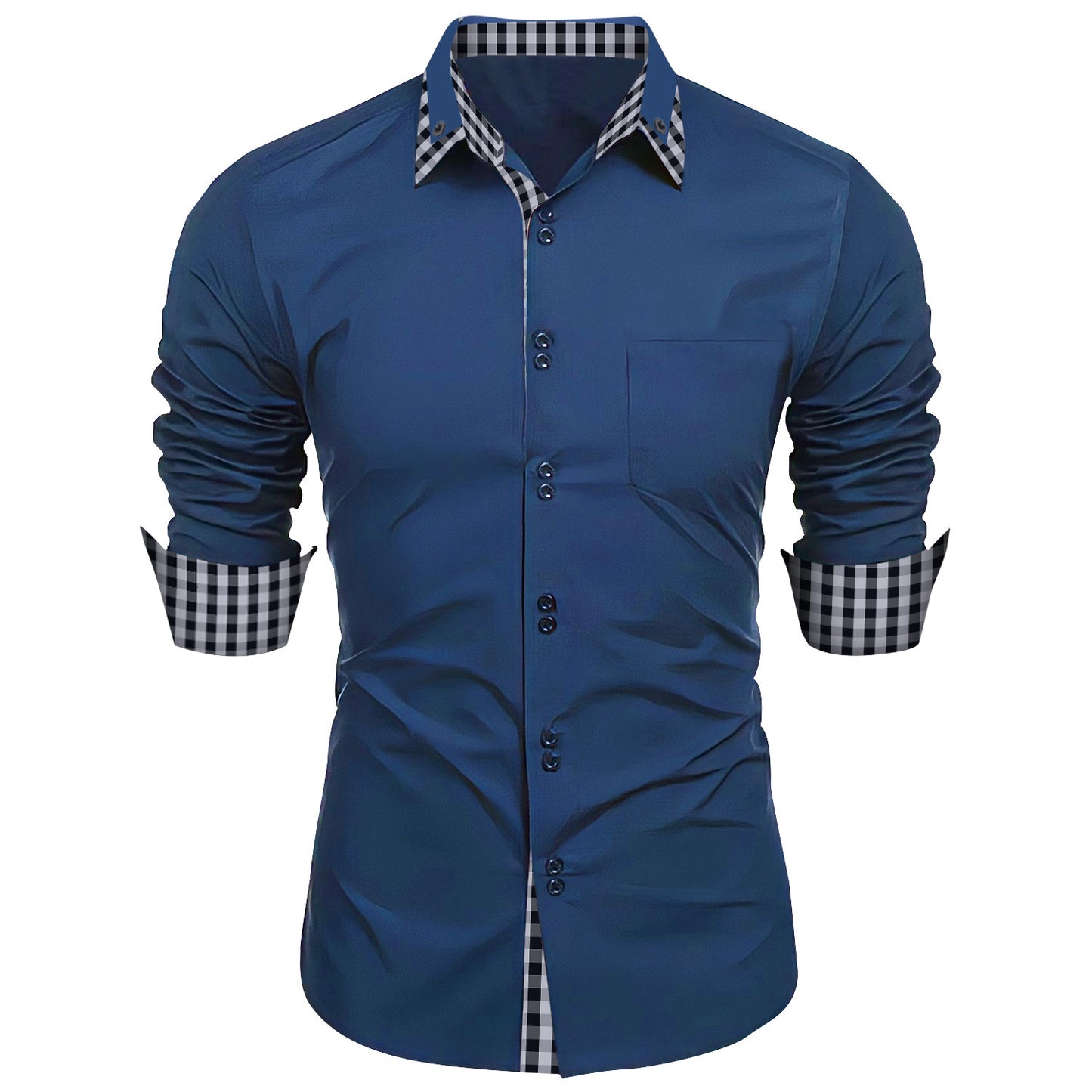 Chemise à manches longues pour hommes premium avec bouton et poignet contrasté Chic und Stil