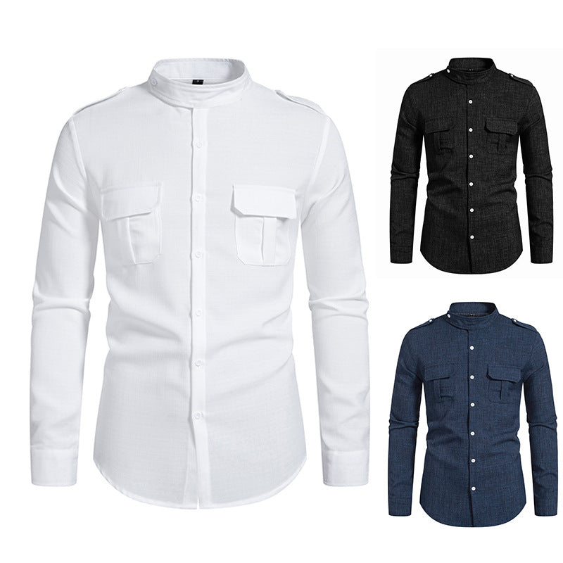 Chemise élégante à manches longues pour hommes avec poches poitrine pratiques Chic und Stil