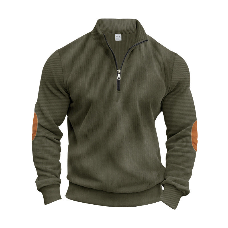 Pull élégant pour homme avec des patches aux coudes pratiques et une fermeture éclair moderne Chic und Stil