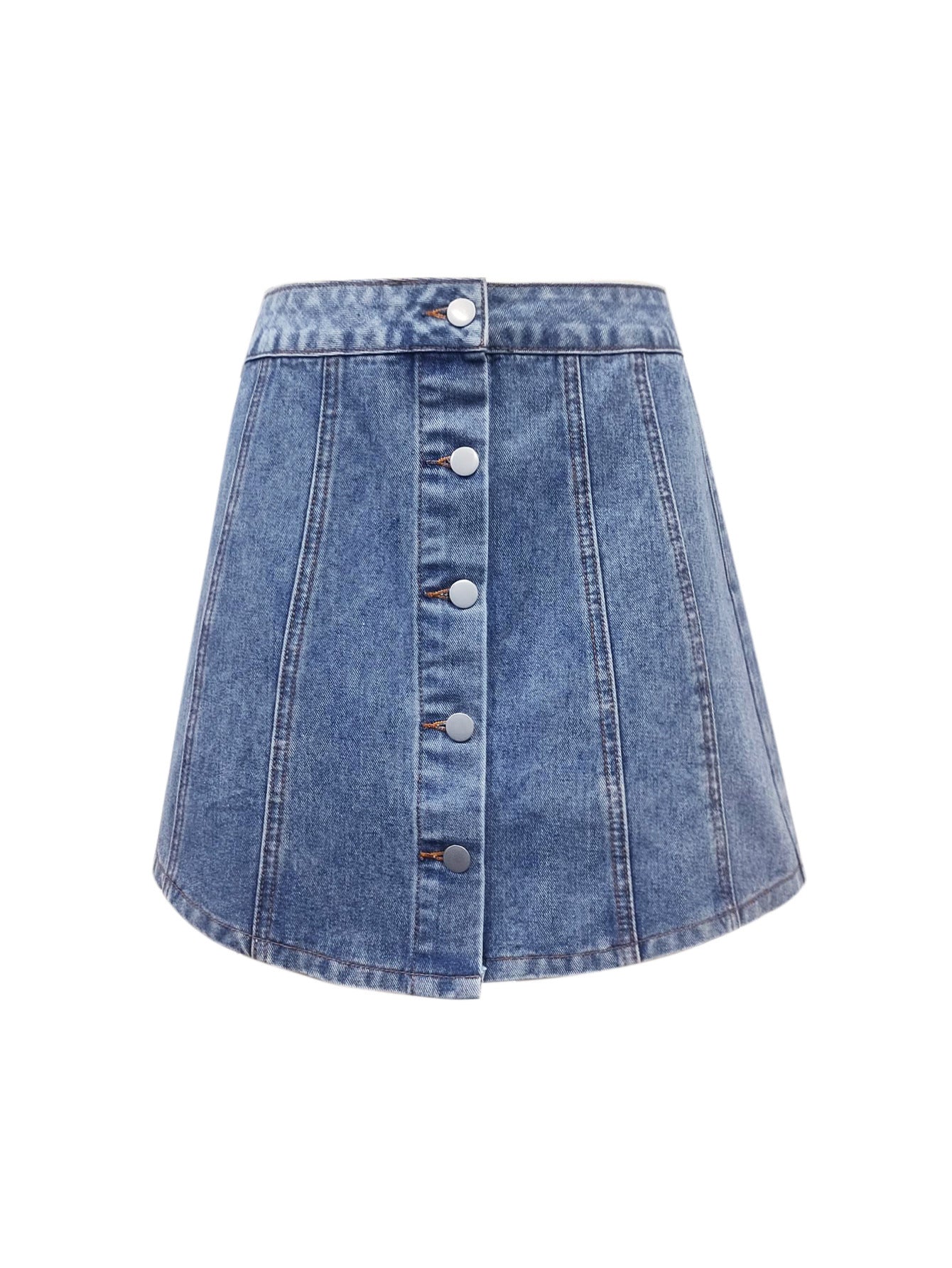 Jupe en jean pour femmes avec détail bouton et ourlet évasé Chic und Stil