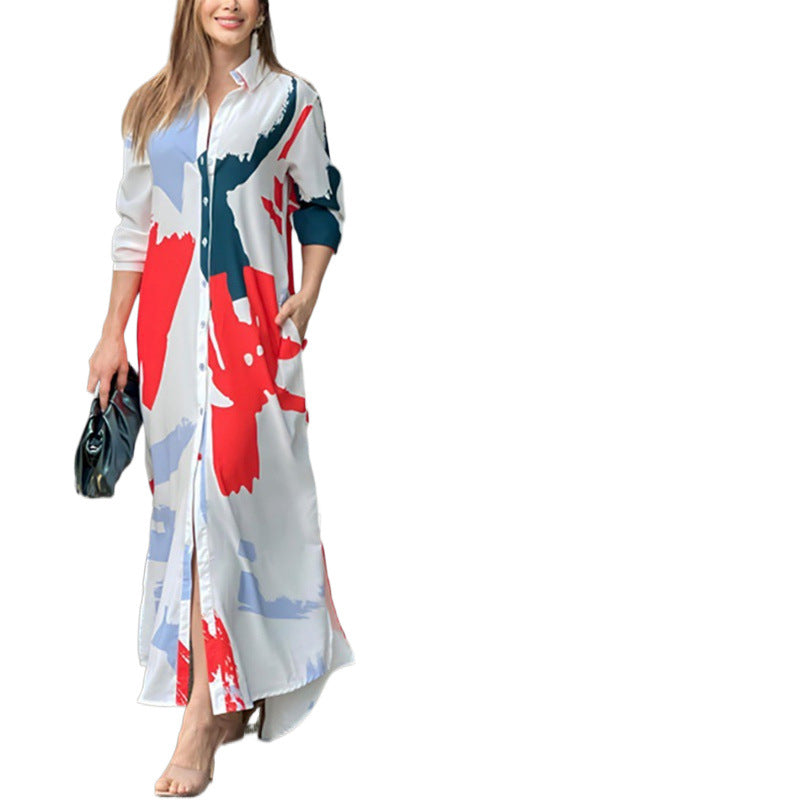 Robe longue à impression artistique pour femmes Chic und Stil