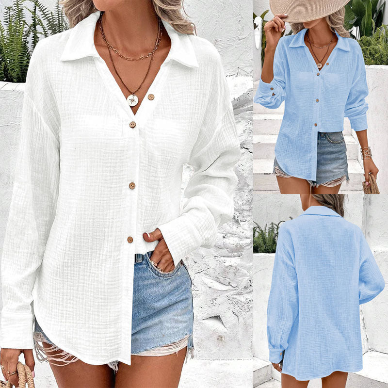 Chemise à boutons structurée légère pour femmes avec un nœud à l'avant Chic und Stil