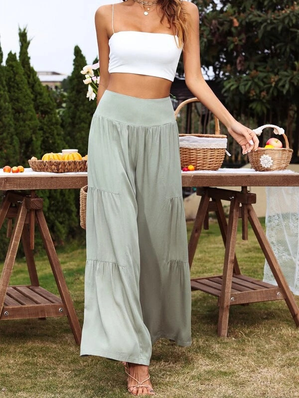 Pantalon d'été ample pour femmes avec taille élastique et coupe fluide Chic und Stil