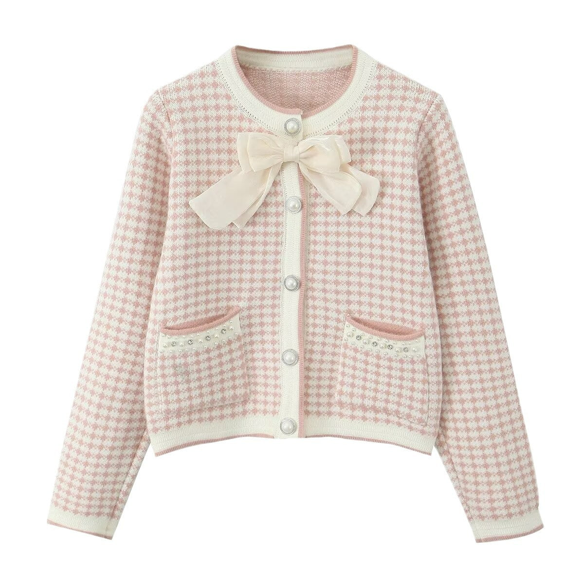 Dame gilet avec des détails décoratifs et un col châle charmant Chic und Stil