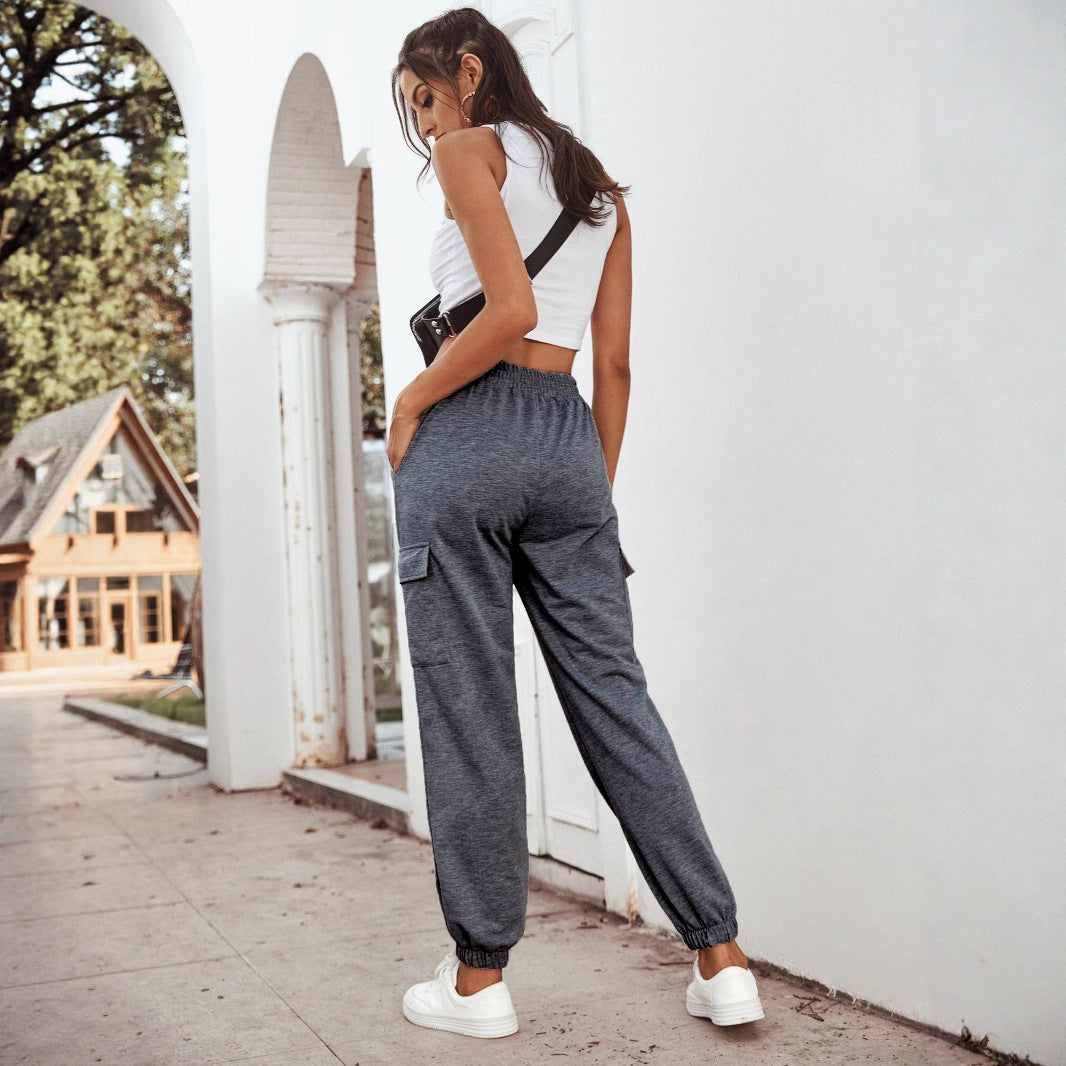 Pantalons de sport cargo pour femmes avec poches latérales et taille élastique Chic und Stil