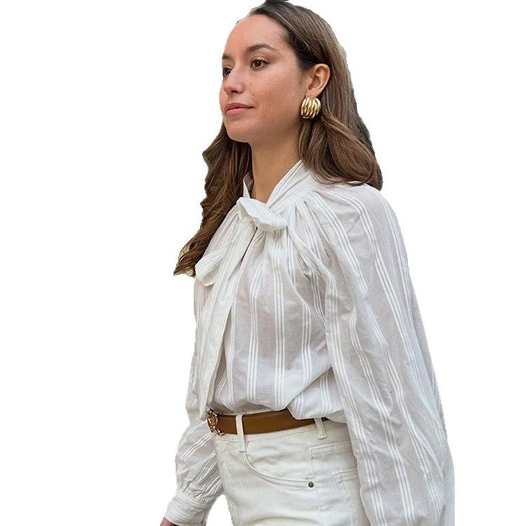 Blouse élégante pour femmes avec détail en nœud et design rayé Chic und Stil