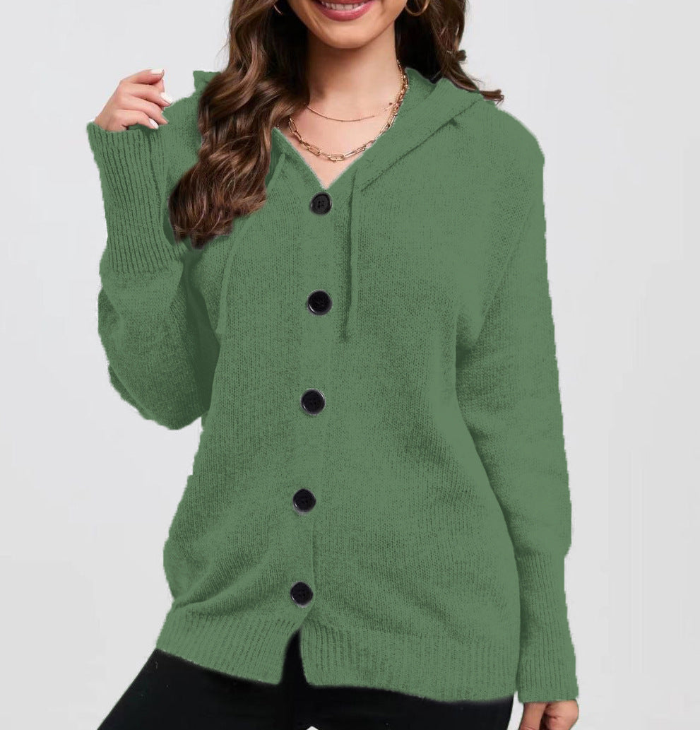 Dame cardigan à capuche avec des détails de bouton pratiques Chic und Stil
