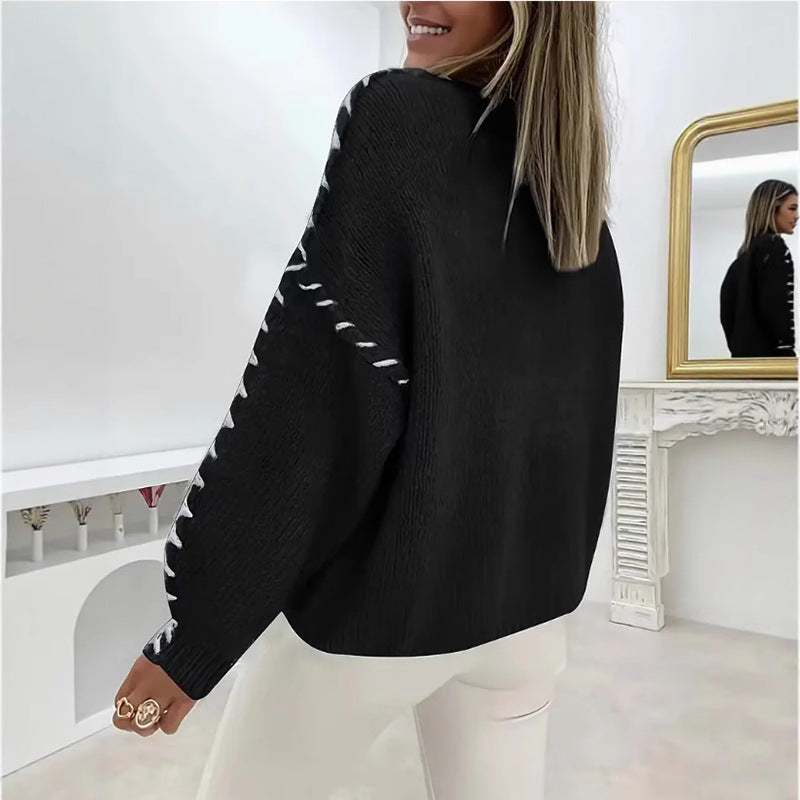 Pull en tricot surdimensionné pour femmes avec ourlet contrastant Chic und Stil