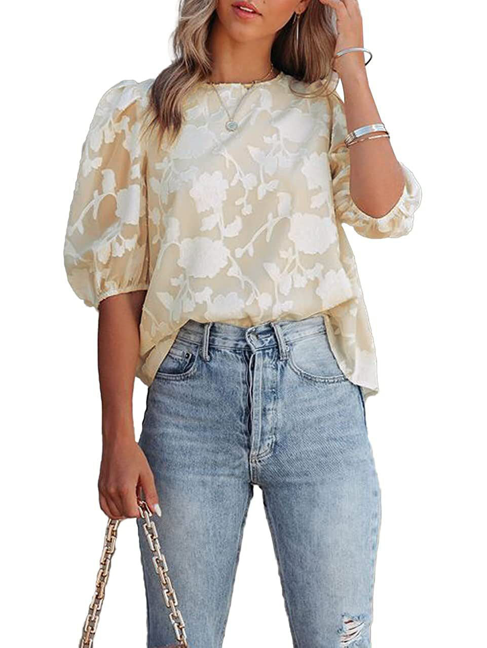 Dames blouson brodé de fleurs Chic und Stil