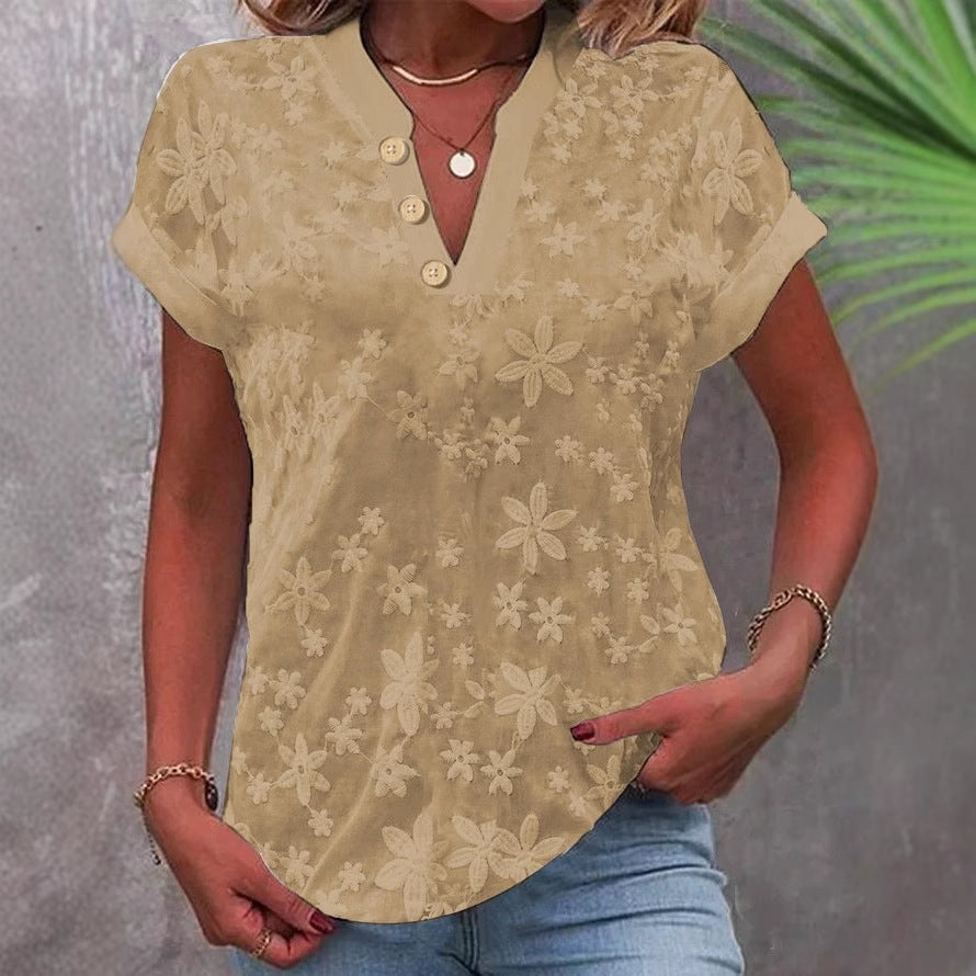 Chemisier femme avec motif floral brodé et décolleté en V classique Chic und Stil