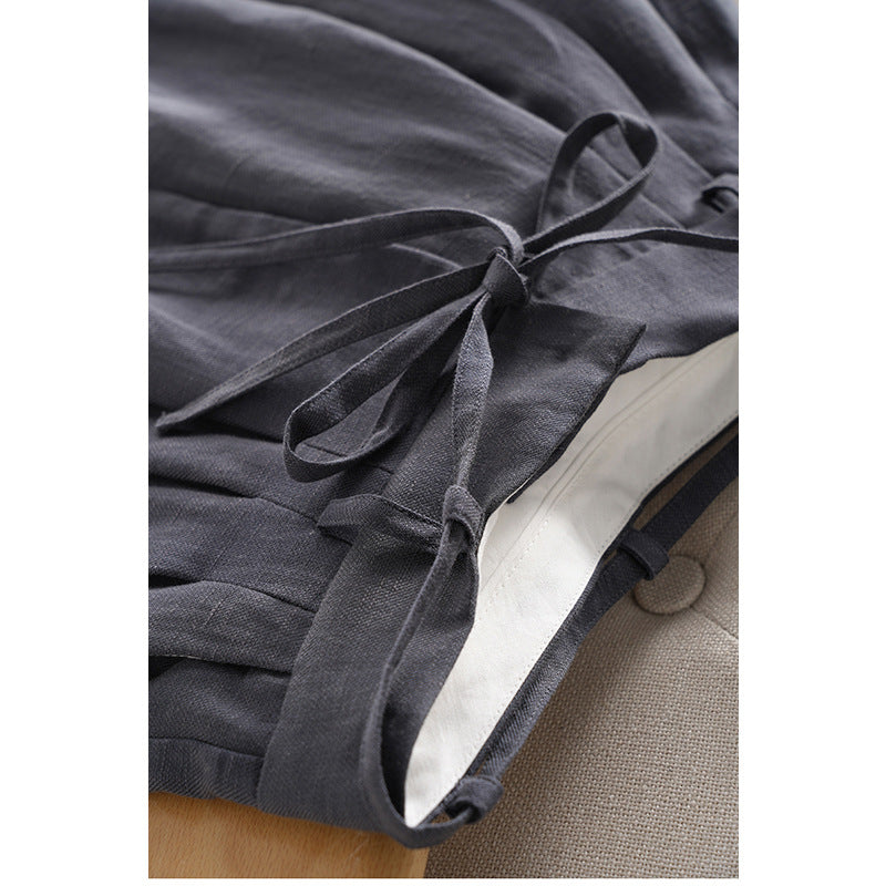 Pantalons en lin relaxés taille haute pour femmes Chic und Stil