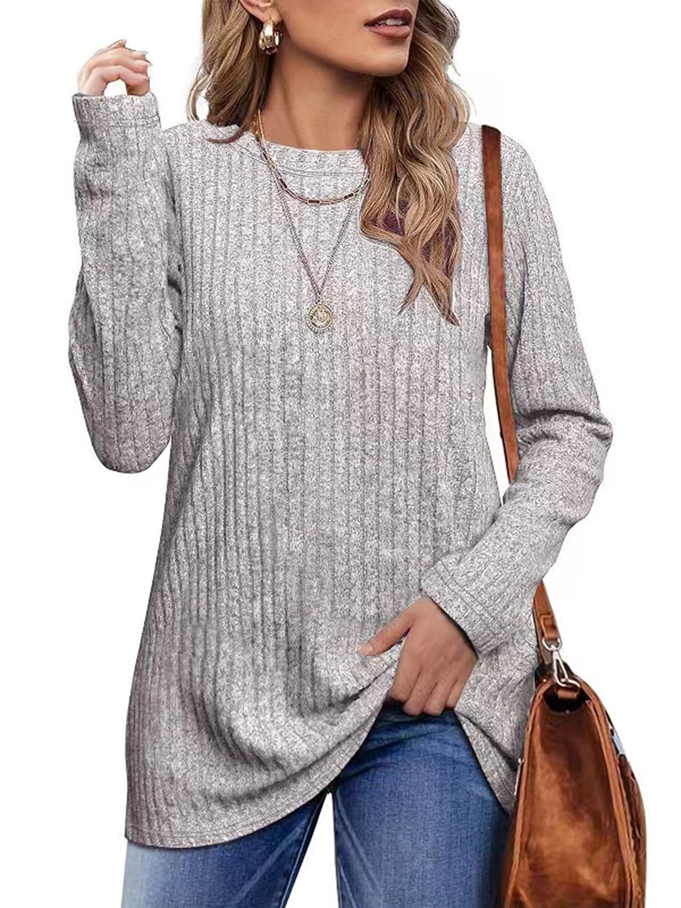 Chemise à manches longues décontractée pour femmes avec structure côtelée Chic und Stil