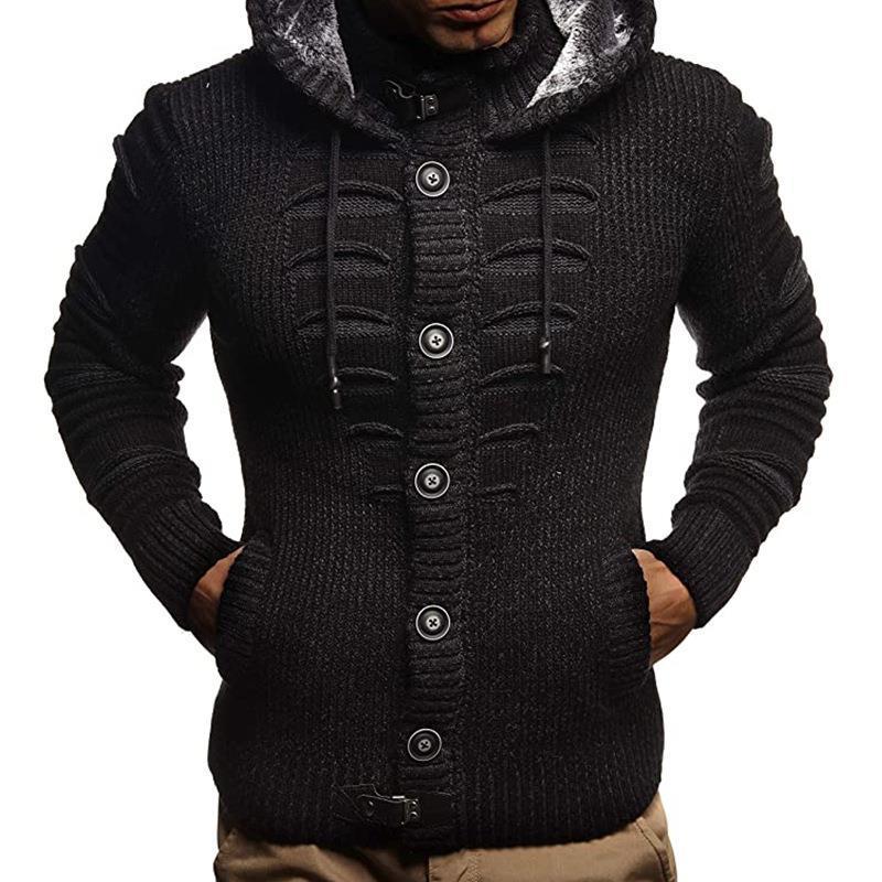 Veste en tricot pour hommes avec capuche et détails décoratifs des boutons Chic und Stil