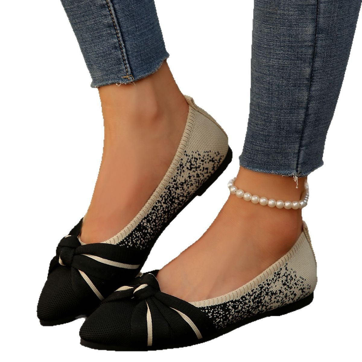 Ballerines élégantes pour femmes avec décoration en nœud et design de chaussure pointue Chic und Stil