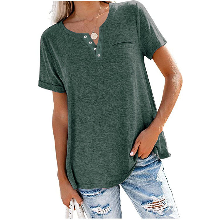 T-shirt pour femmes de haute qualité avec détail de bouton et coupe décontractée Chic und Stil