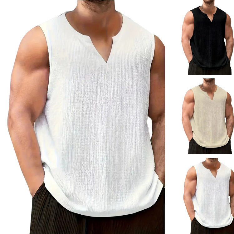 T-shirt sans manches pour hommes avec design texturé et col en V Chic und Stil