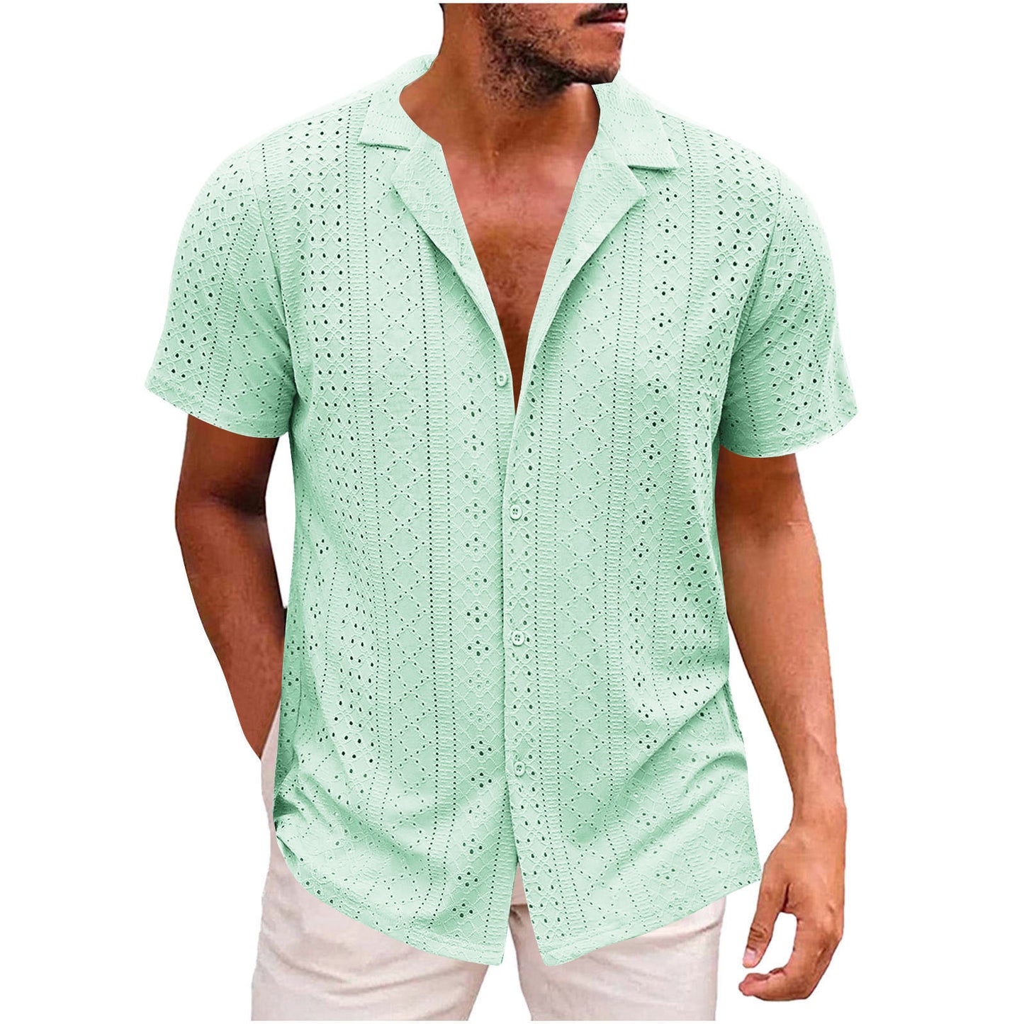 Chemise à manches courtes pour hommes avec tissage texturé Chic und Stil