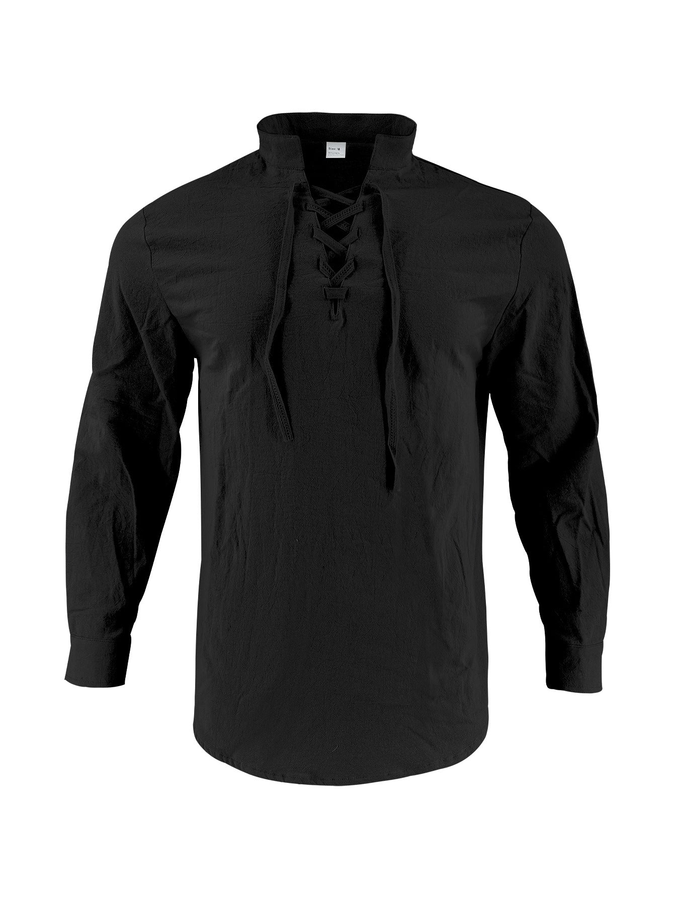 Chemise à manches longues pour hommes avec lacets à la mode et col montant Chic und Stil