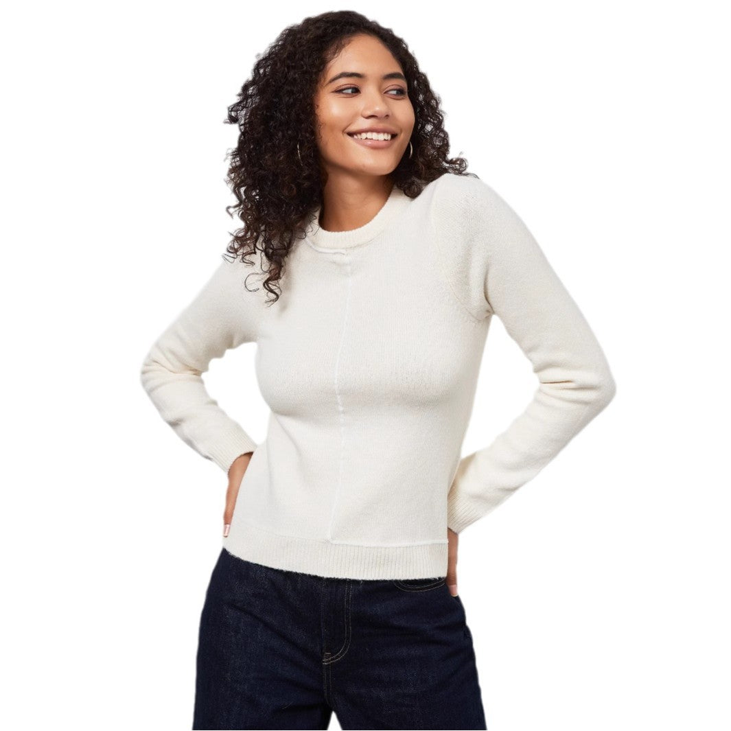 Pull en tricot pour femmes avec un joli col rond et des détails de couture modernes Chic und Stil
