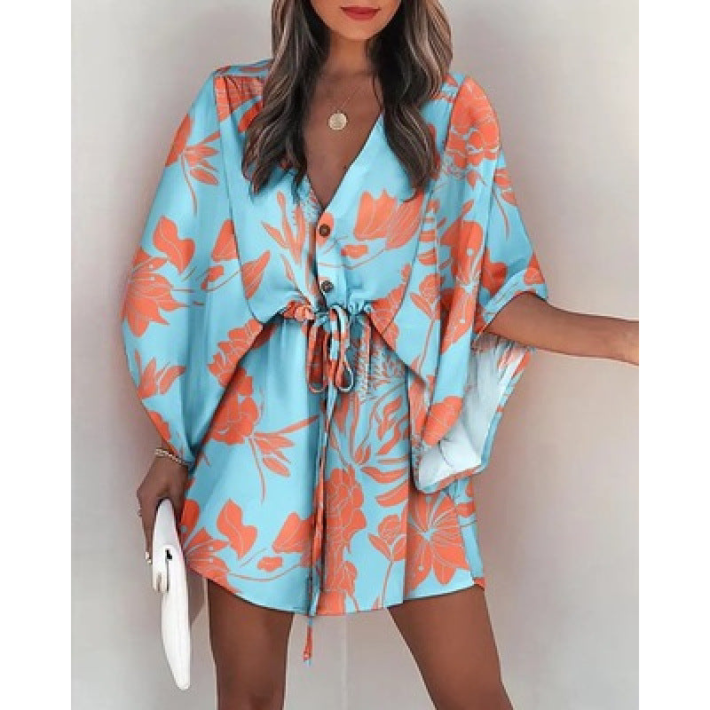 Robe portefeuille à motif floral pour femmes avec ceinture Chic und Stil