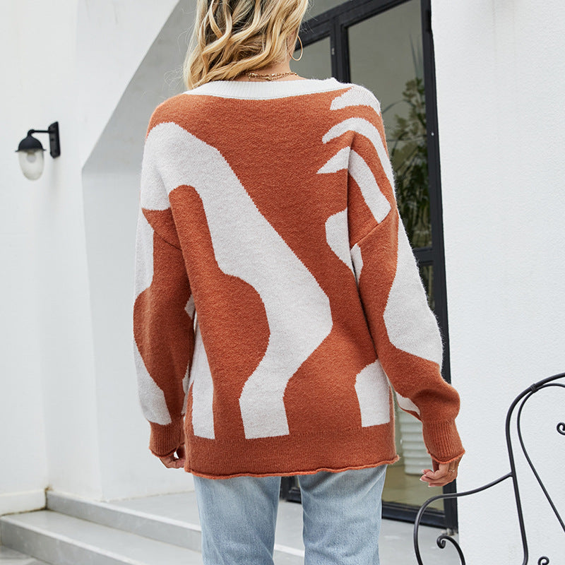 Dames pull oversized douillet avec détails de boutons et motif créatif Chic und Stil
