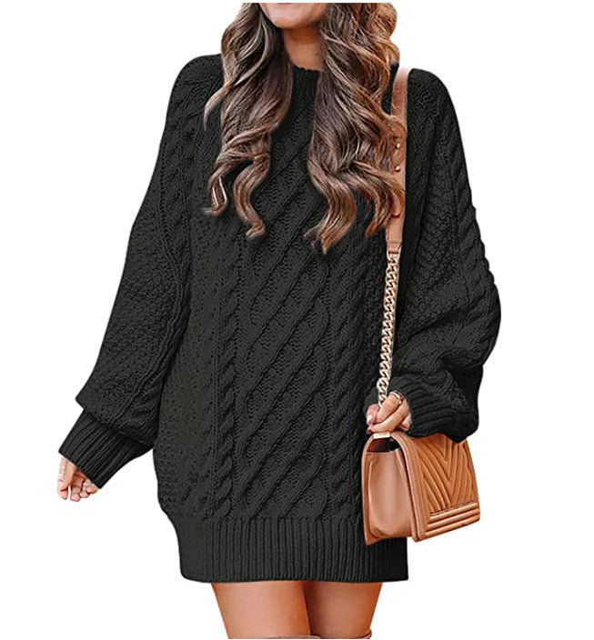 Pull en tricot épais pour femmes avec des manches volumineuses et un motif torsadé décoratif Chic und Stil