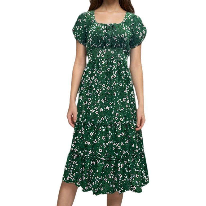 Chic and Stylish Women's Layered Floral Midi Dress