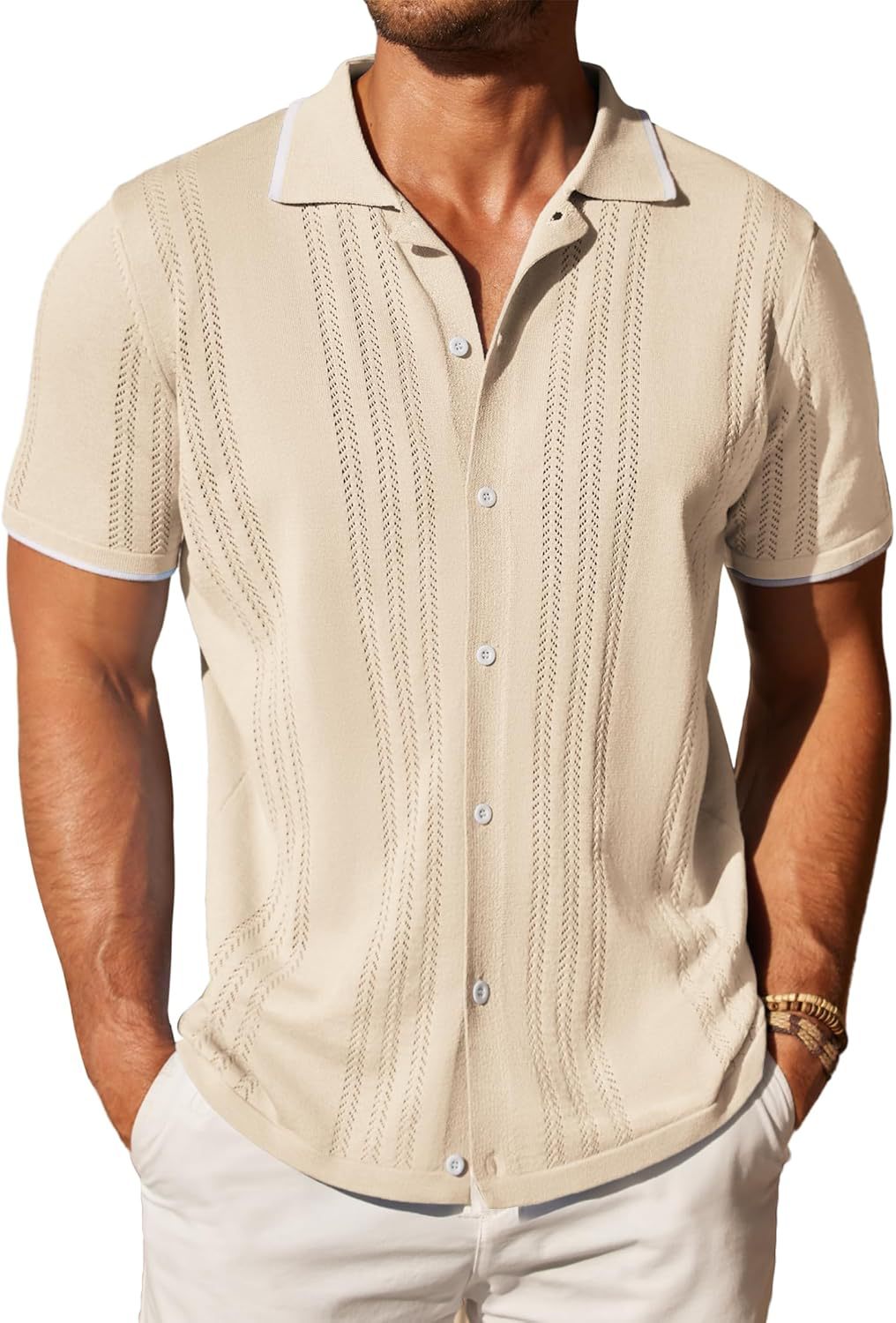 Chemise à manches courtes pour hommes avec motif texturé Chic und Stil