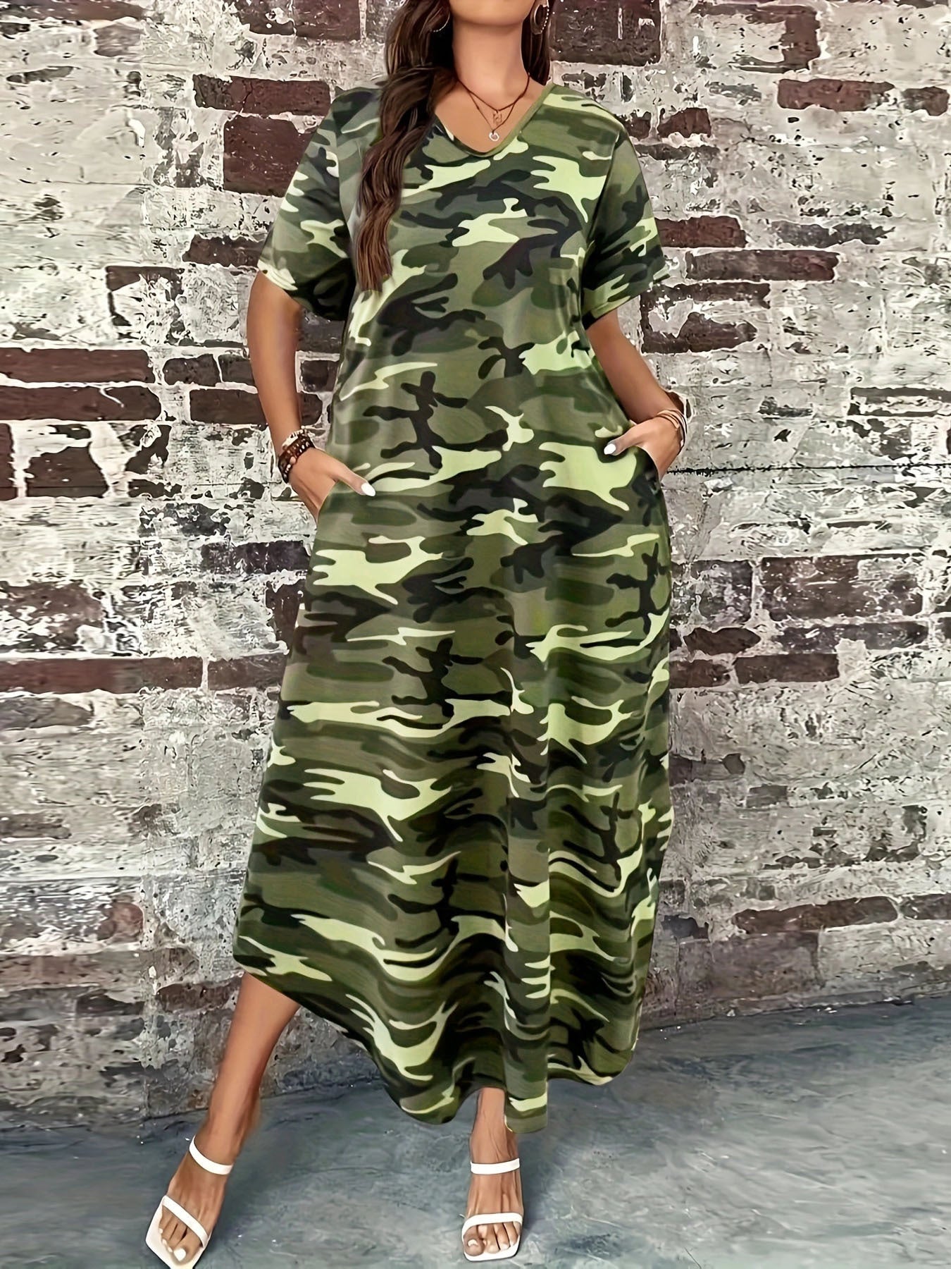 Robe Maxi Camo Imprimé de Loisirs pour Femmes Chic und Stil