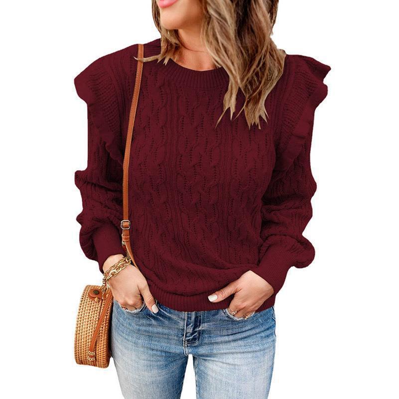 Pull en tricot surdimensionné pour femmes avec volants Chic und Stil