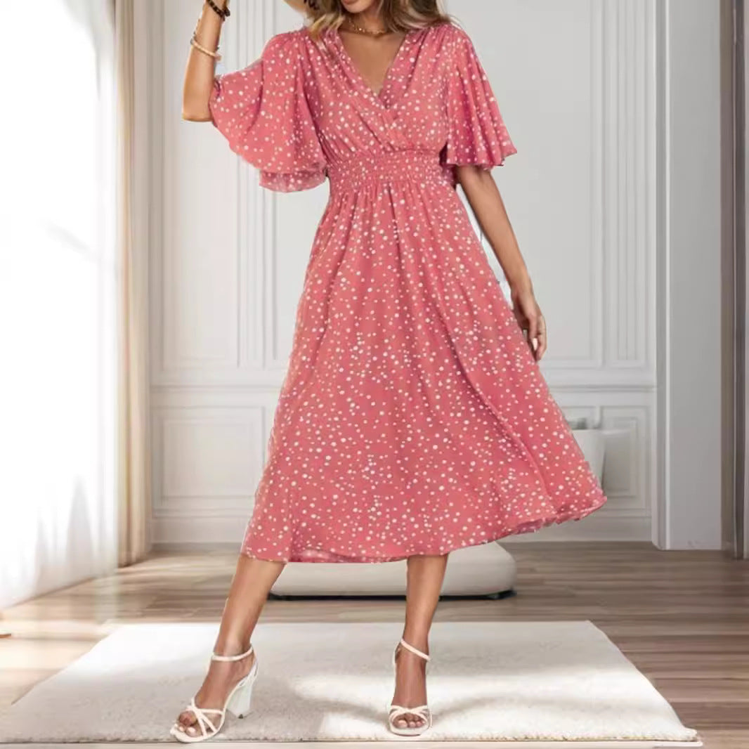Robe midi enroulée élégante pour femmes Chic und Stil