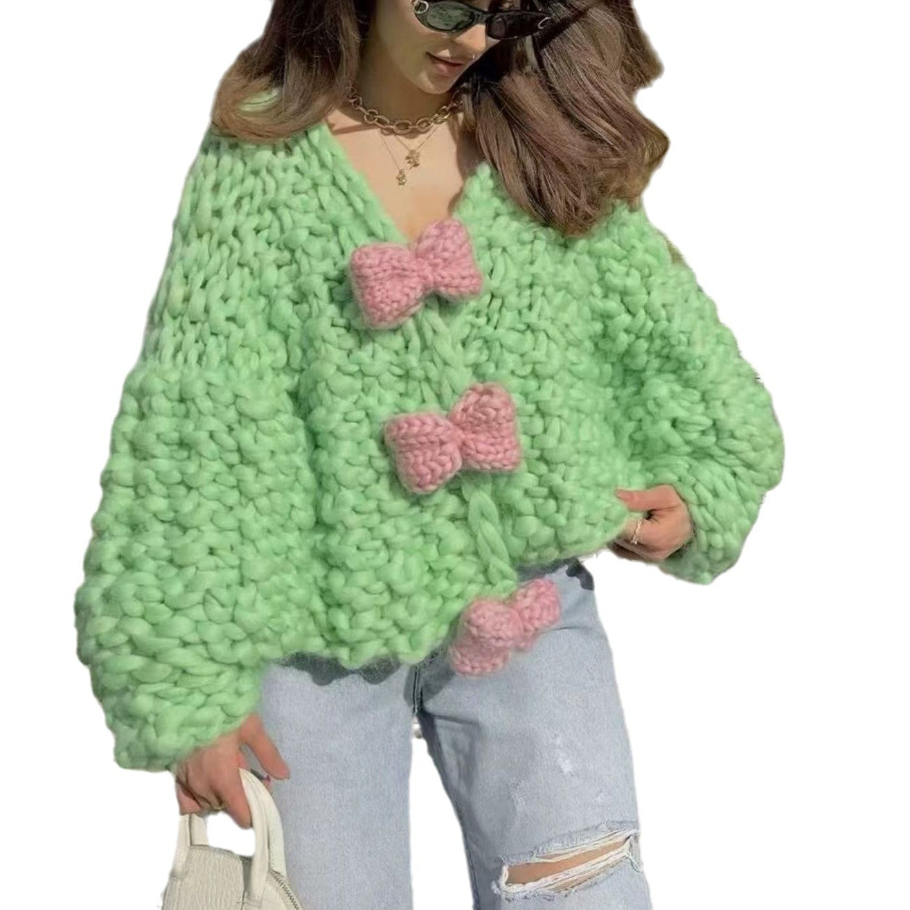 Dames Pull en tricot douillet avec de grands boutons Chic und Stil
