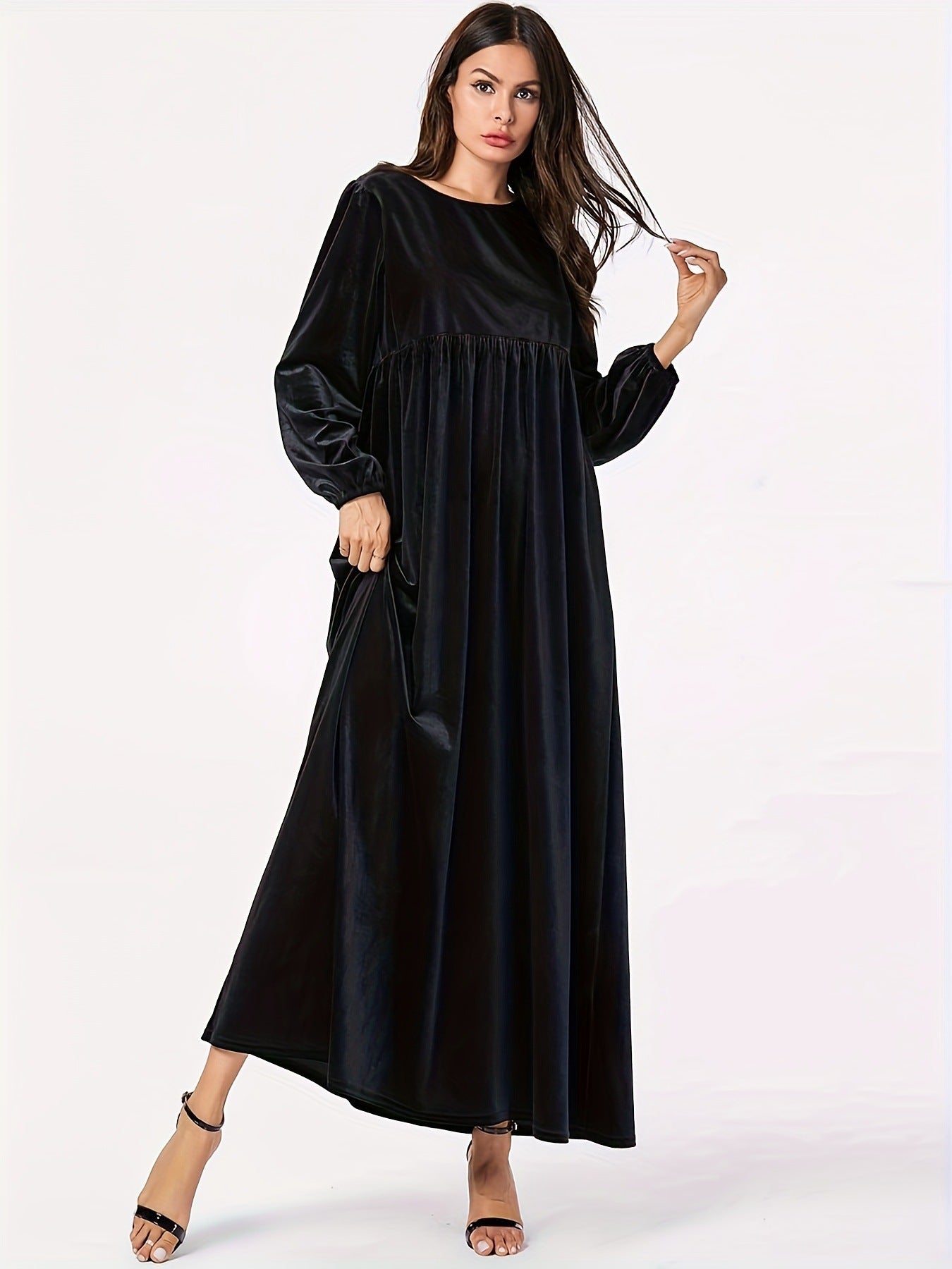 Robe maxi pour femmes en velours luxueux avec élégant drapé Chic und Stil