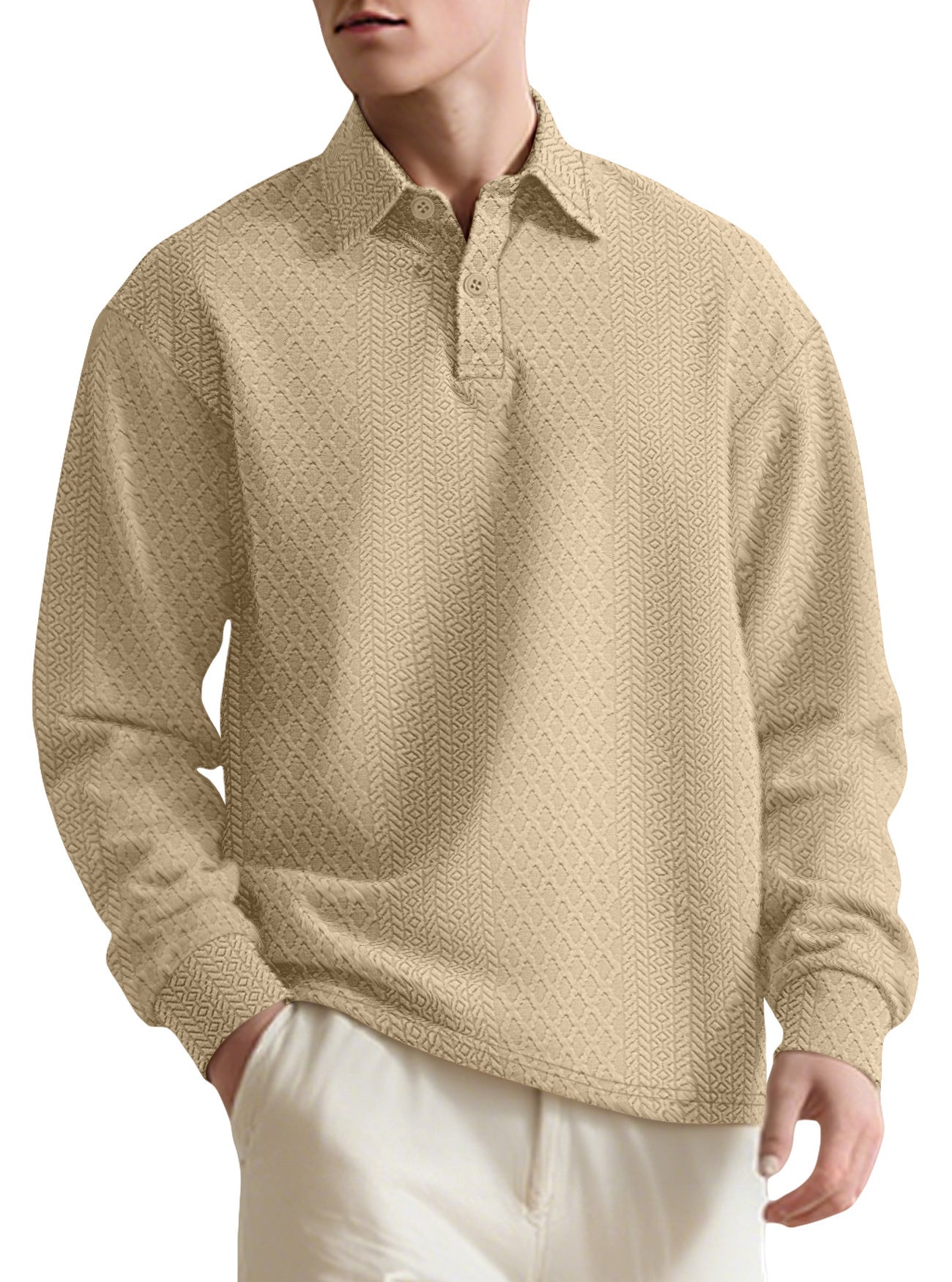 Chemise à manches longues pour hommes avec surface texturée et élégante patte de boutonnage Chic und Stil
