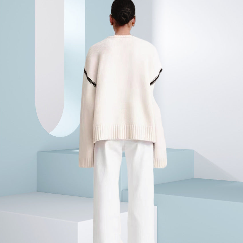 Femme pull en tricot classique avec des manches raglan tendance et une coupe large Chic und Stil